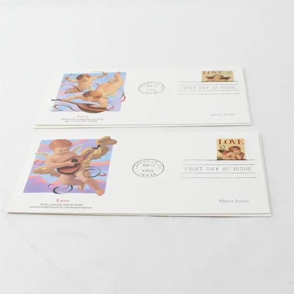 Lot of 2 1995 Love Cherub Fleetwood Cachet FDC First Day Cover United States