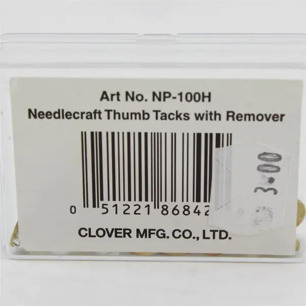 Clover NP-100H Lot of 16 Gold Thumb Tacks 2 Tack Removers Clear Box
