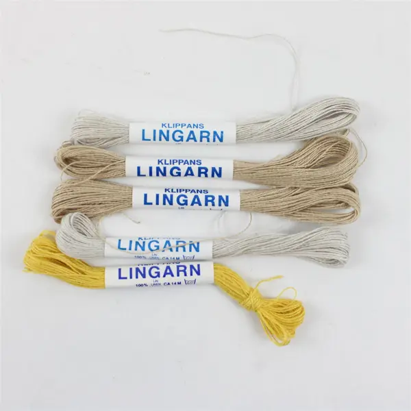 Lot of 5 Klippans Lingarn 100% Linen Thread Skein Bundles Gray Tan Yellow