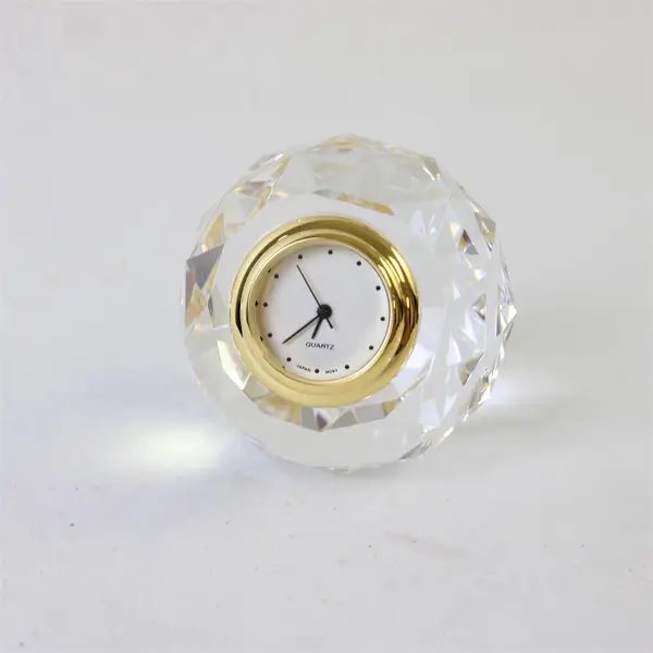 Crystal Accents OC/132 Round Clock Desk Mantel Shelf Crystal