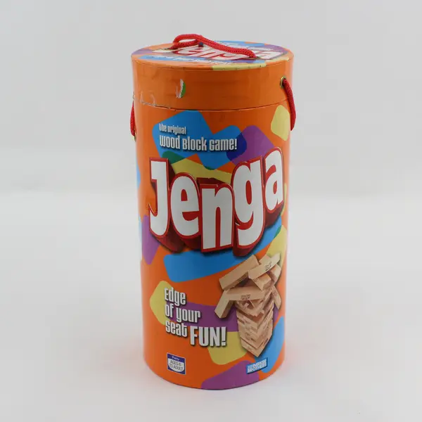 2006 Hasbro Parker Brothers Jenga Wood Block Game Storage Tube