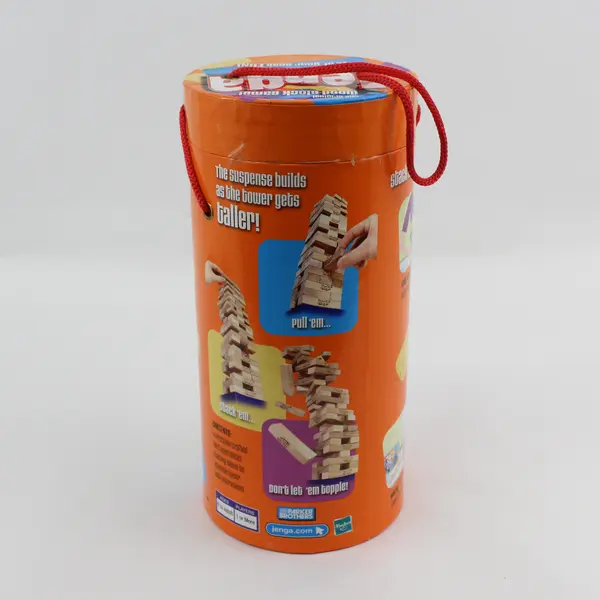 2006 Hasbro Parker Brothers Jenga Wood Block Game Storage Tube
