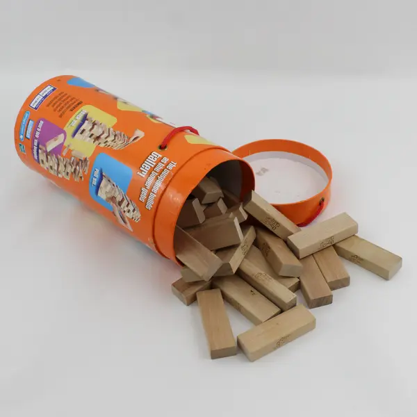 2006 Hasbro Parker Brothers Jenga Wood Block Game Storage Tube