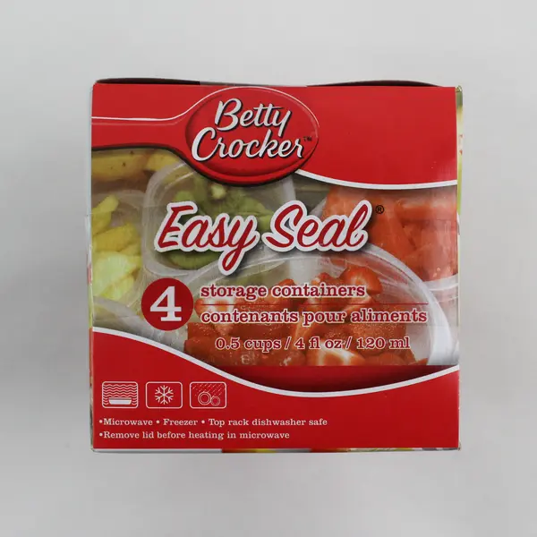 NIB Set of 4 Betty Crocker Easy Seal Food Storage Containers 4 Oz