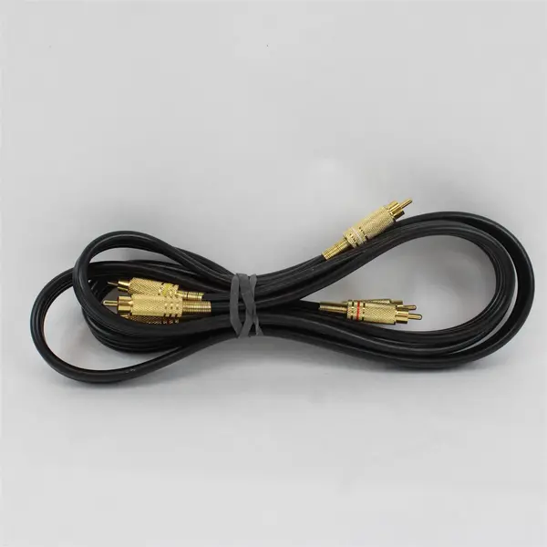 Black RCA Male-to-Male Stereo Audio Cable Gold-Plated Used Untested