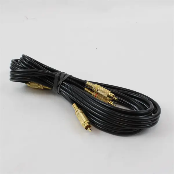 Black RCA Male-to-Male Stereo Audio Cable Gold-Plated Used Untested