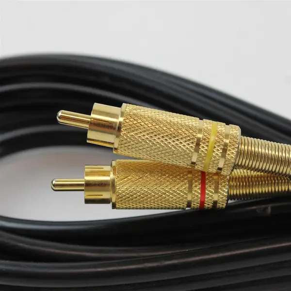 Black RCA Male-to-Male Stereo Audio Cable Gold-Plated Used Untested