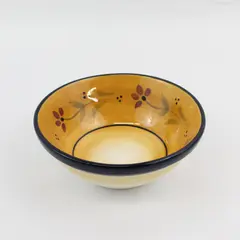 HD Designs Honey Gold Bowl Black Trim Floral Pattern