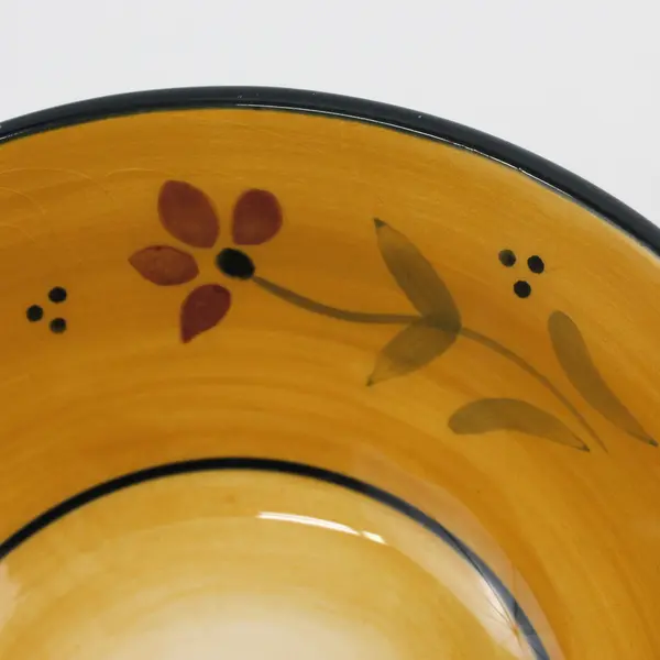 HD Designs Honey Gold Bowl Black Trim Floral Pattern