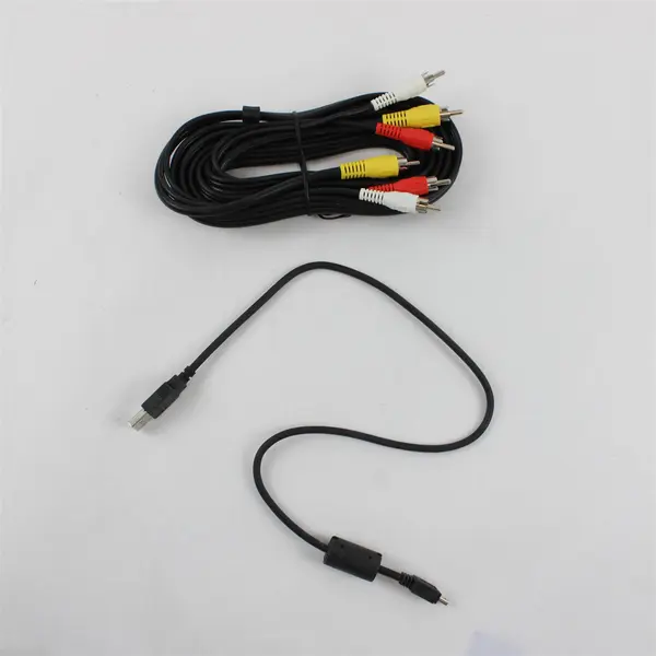 Lot of 2 RCA AV Cable USB-A to Mini-USB Cable Ferrite Core