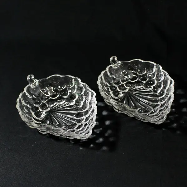 2 Vintage Clear Glass Grape Cluster Candy Nut Dishes 