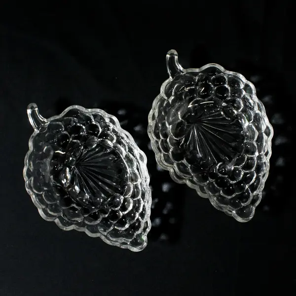 2 Vintage Clear Glass Grape Cluster Candy Nut Dishes 
