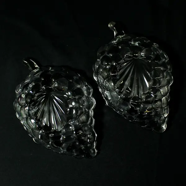 2 Vintage Clear Glass Grape Cluster Candy Nut Dishes 