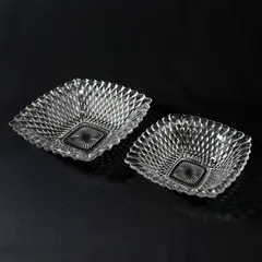 Set of 2 Nesting Diamond Cut Bowls With Sawtooth Rims