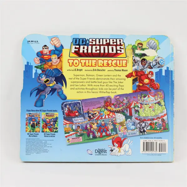 DC Super Friends to the Rescue by J E Bright 2012 Board Book 40+ Action Flaps