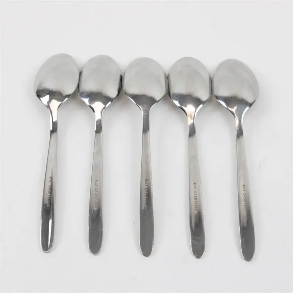Five Stainless Egg Spoons by WMF Cromargan in the Pattern Sydney.