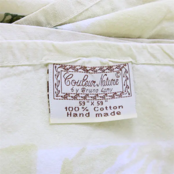 Couleur Nature Artichoke Print Cotton Tablecloth 59x59 Stained