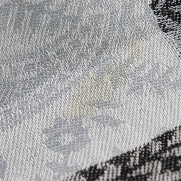 Cejon Gray Black and White Paisley Fringed Scarf 20" x 70"