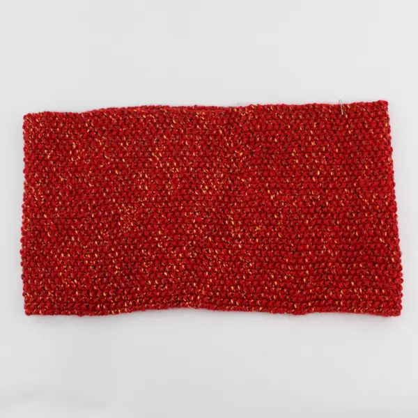 Handmade Red and Gold Knit Loop Scarf 9" x 17"