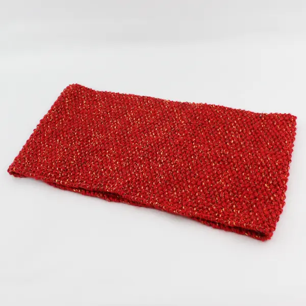 Handmade Red and Gold Knit Loop Scarf 9" x 17"