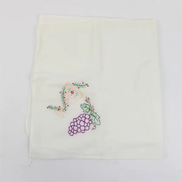 Lot of 2 Embroidered White Tea Towels 27" x 29" FLAWED