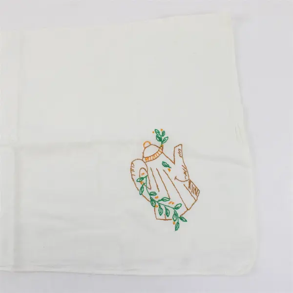 Lot of 2 Embroidered White Tea Towels 27" x 29" FLAWED