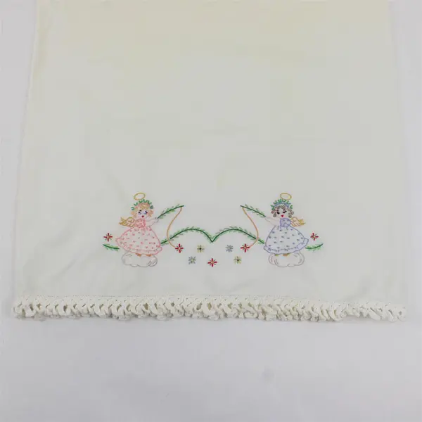Lot of 3 Vintage Embroidered White Pillowcases DIY Fabric Upcycling FLAWED