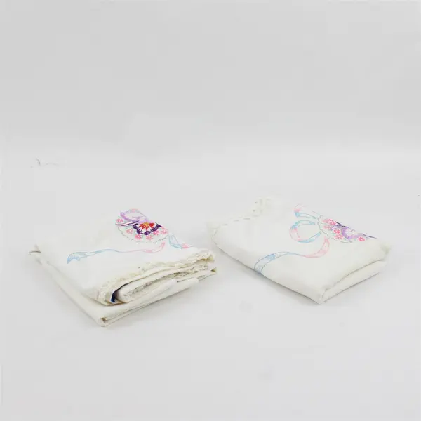 Set of 2 Vintage Floral Embroidered White Standard Pillowcases 19" x 28" FLAWED