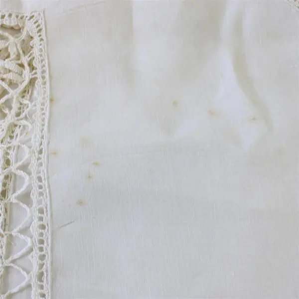 Vintage Ecru Lace Detail Square Tablecloth 43" x 43" FLAWED