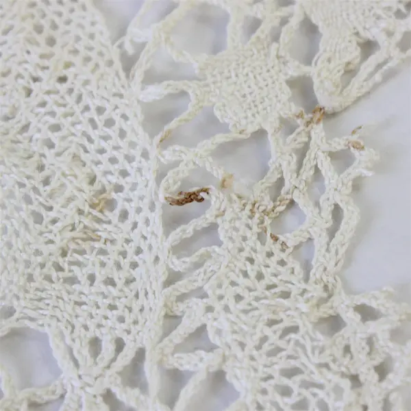 Vintage Ecru Lace Detail Square Tablecloth 43" x 43" FLAWED