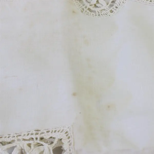 Vintage Ecru Lace Detail Square Tablecloth 43" x 43" FLAWED