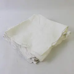 Lot of 7 Vintage White Scalloped Edge Cloth Napkins FLAWED