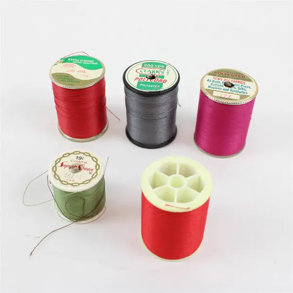 Lot of 5 Clark's Coats Assorted Thread Spools Red Gray Green Fuchsia