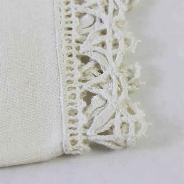 Lot of 5 VTG Off-White Lace Trim Napkins 10" x 10" FLAWED