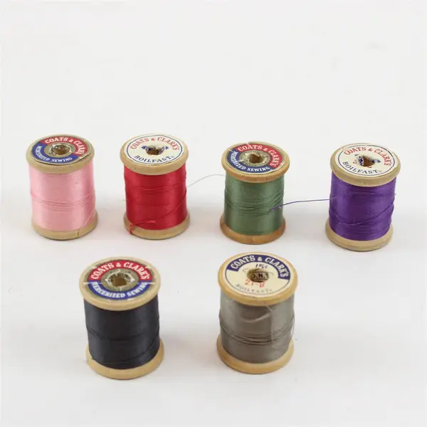 Lot of 6 Coats & Clarks Sewing Thread Spools Assorted Colors