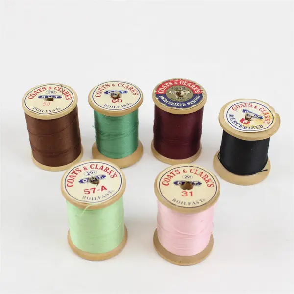 Lot of 6 Coats & Clarks Sewing Thread Spools Assorted Colors