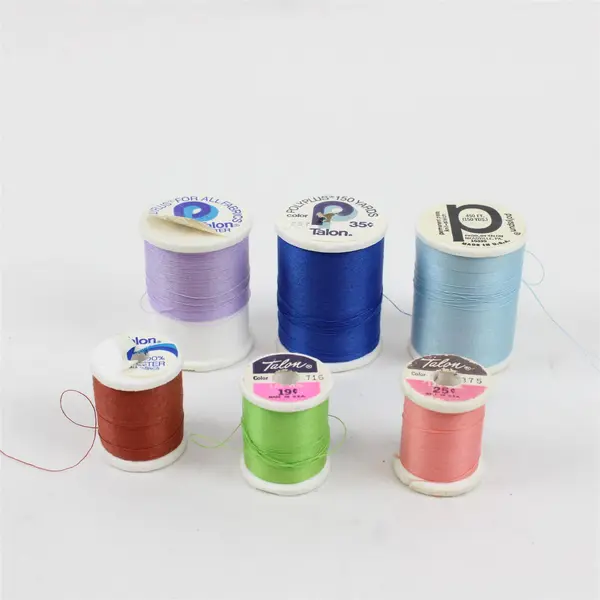 Lot of 6 Talon Sewing Thread Spools Assorted Colors