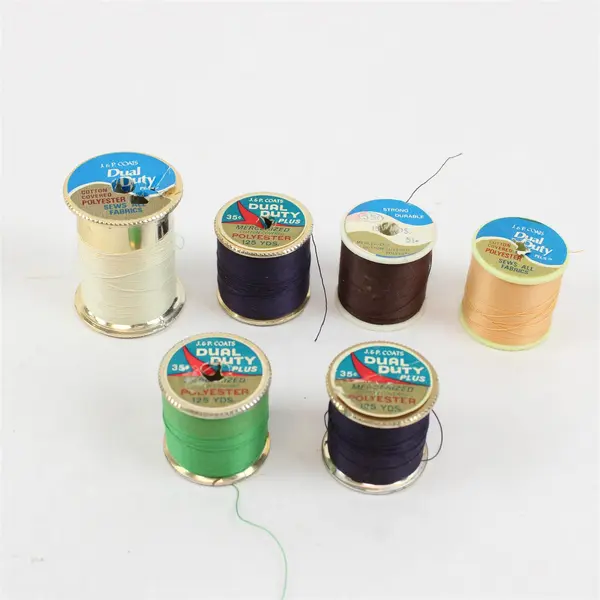 Lot of 6 Coats Sewing Thread Spools Assorted Colors