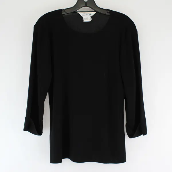 Exclusively Misook Black Pullover Shirt 3/4 Sleeve Size Small