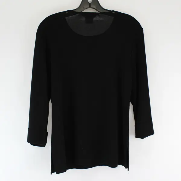 Exclusively Misook Black Pullover Shirt 3/4 Sleeve Size Small