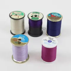 Lot of 5 Assorted Sewing Thread Spools Mixed Brands Colors 1 Partial