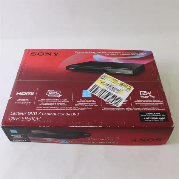 Sony Black DVD HD Upscaling Player DVP-SR510H (W/ Remote & Start Up Guide)
