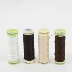 Gutermann Lot of 4 Sewing Thread Spools Brown Cream White