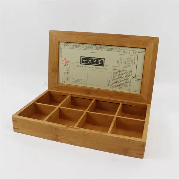 Tazo Bamboo Large Tea Box - 8 Different Tea Bag Compartments 
