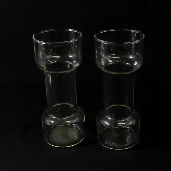 Pyrex Set of 2 Clear Glass Floating Candle Holders 7 in Tall