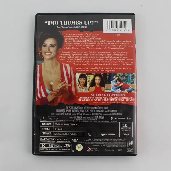 Volver DVD 2007 Penelope Cruz Pedro Almodovar