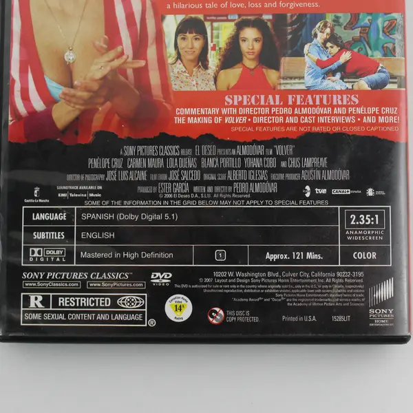 Volver DVD 2007 Penelope Cruz Pedro Almodovar