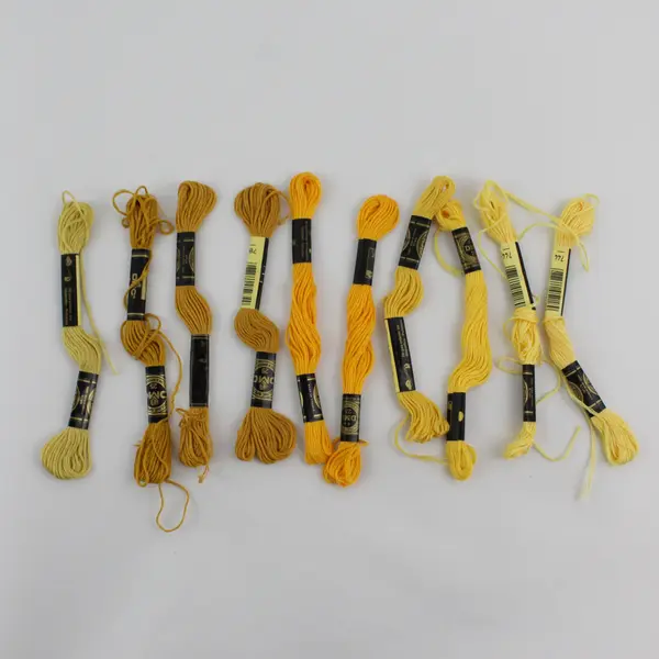 10 Vintage Skeins DMC Cotton Thread, 8.7 Yards Yellow & Gold