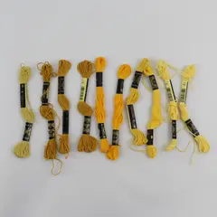 10 Vintage Skeins DMC Cotton Thread, 8.7 Yards Yellow & Gold