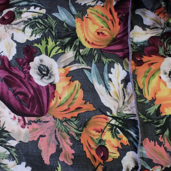 Handmade Multicolor Floral Pattern Short-Sleeved Wrap Dress Women's 3XL